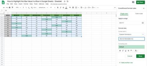 Đánh dấu giá trị lớn nhất trong GG Sheets